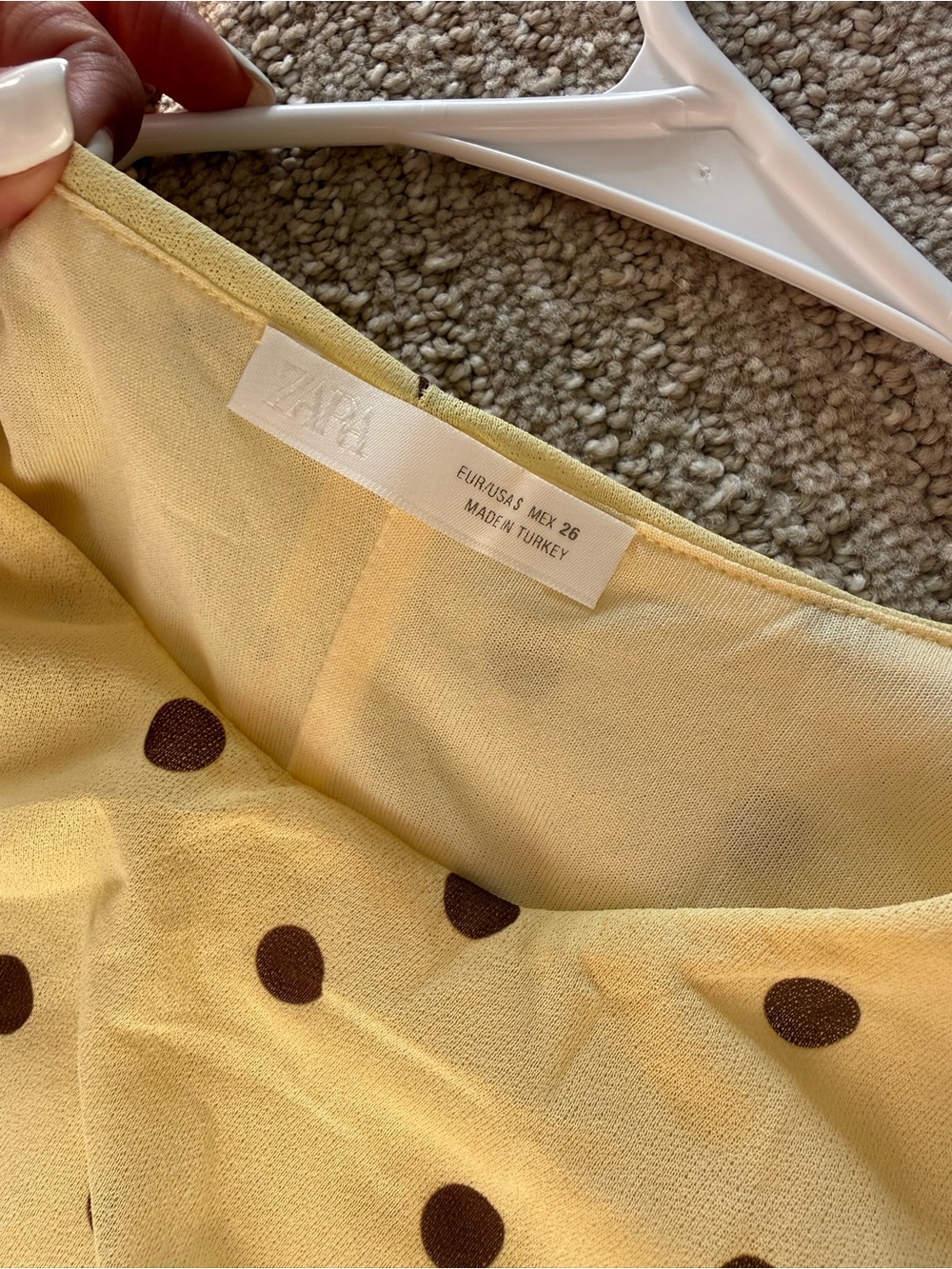 Zara Women’s Yellow and Brown Polka Dot Midi Dress - Picture 4 of 4